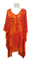 Bloody Orange Monstera Leaf Ladies Poncho Style Top