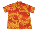 Cotton Blended Orange-Yeollow Turtle Waves Aloha Shirt