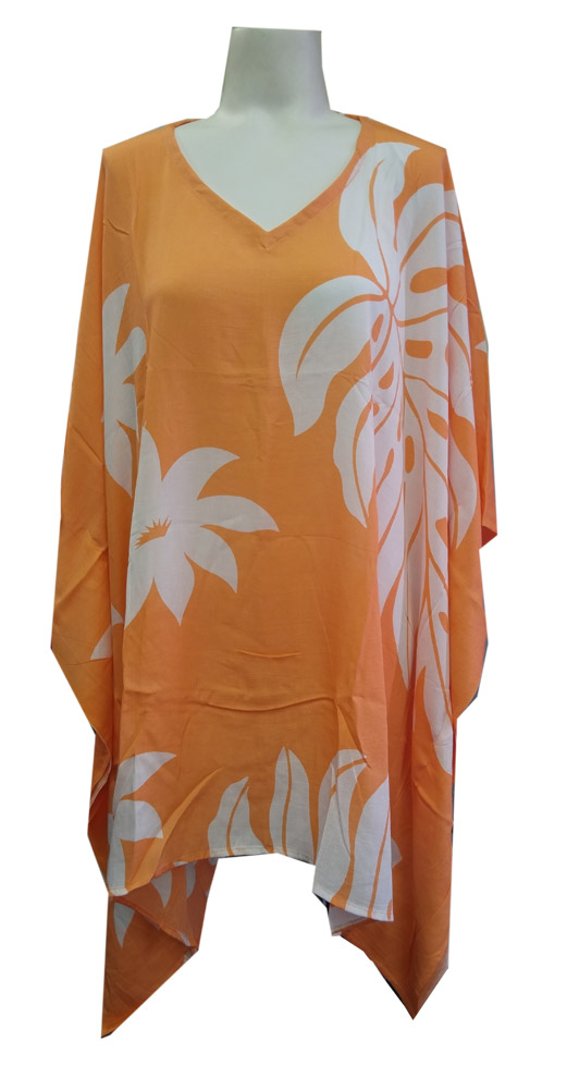 Bold Tropical Orange Ladies Poncho Style Top