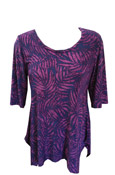 Hawaiian Casual Kipuka Purple Tunic 3/4 Sleeve Top