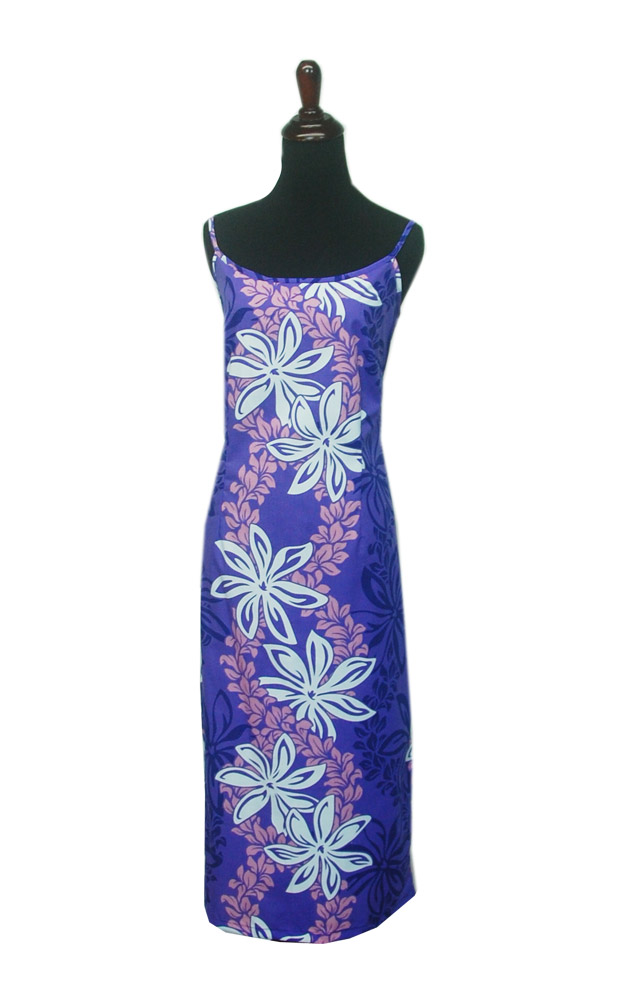 Flower Lei Day Purple Spaghetti Dress