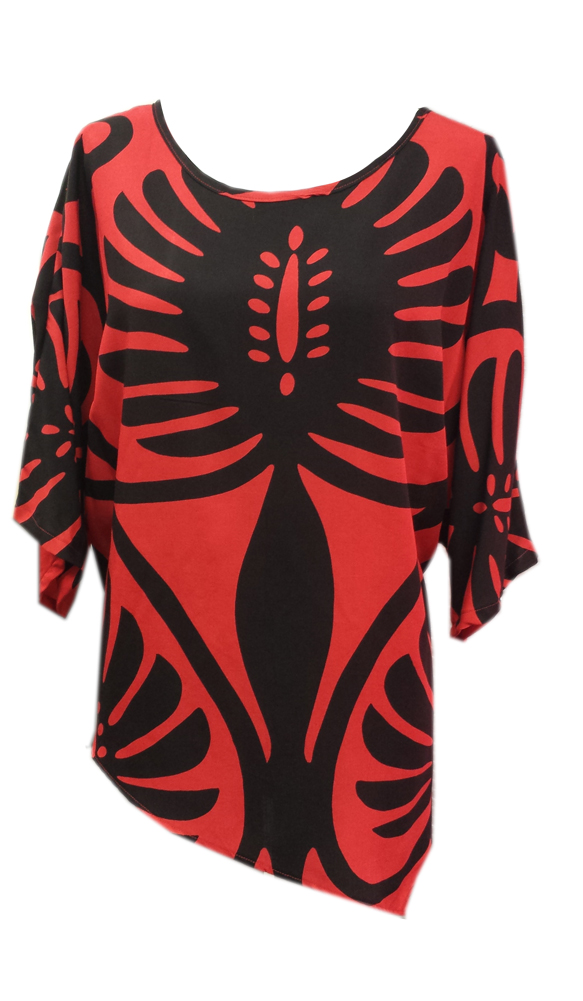 Hawaiian Ladies Red Paradise Tunic Top