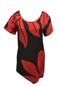 Kala Hawaiian Red Black Tiare Short Sleeve Top