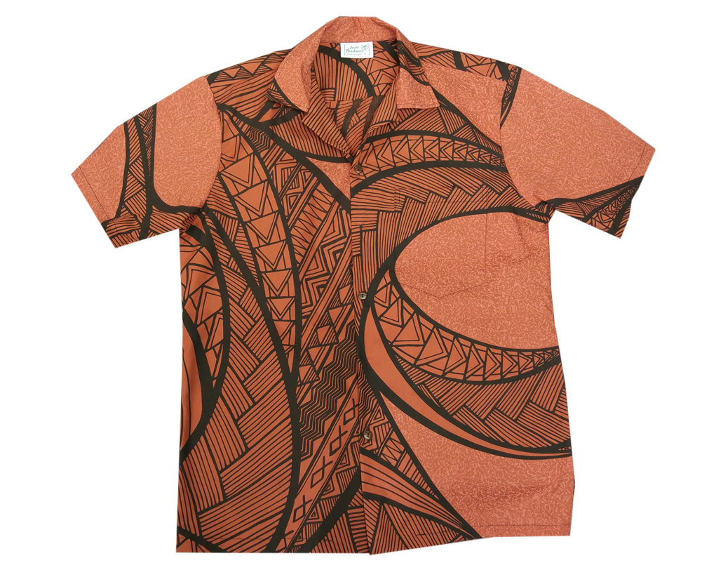 Cotton Blended Rusty Fishinet Tattoo Aloha Shirt