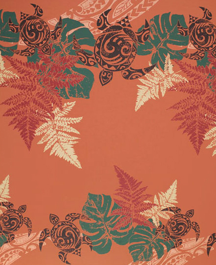 Hawaiian Summer Foliage Rusty Creme Men Lava Lava