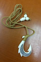 Hand Carved Tribal White Buffalo Bone Dragon Fish Hook Necklace