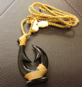Hand Carved Black Buffalo Bone Twin Fishtail Hook Necklace