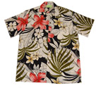 Hawaiian Colorful Flower Leaf Black Men Shirt