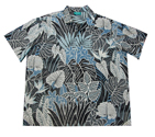 Cotton Tropical Forest Black Hawaiian Men Shirt