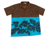Cotton Blended Two Tone Brown Tropical  Aloha Shirt