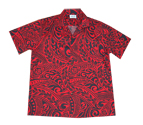 Cotton Blended Red Leaf Tattoo Aloha Shirt
