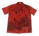 Cotton Blended Red Island Turtle Aloha Shirt