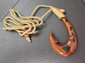 Hand Carved Natural Koa Wood Hawaii Fish Hook Necklace